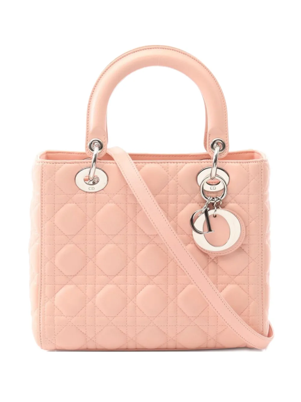 Christian Dior Pre-Owned 2010s Lady Dior quilted leather crossbody bag | Pink | Image 1