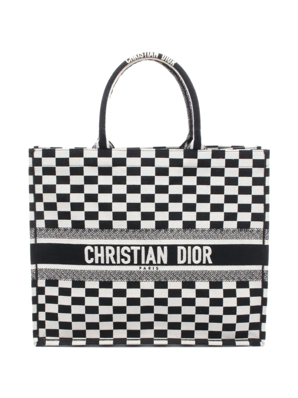 Christian Dior Pre-Owned 2010s チェック ブックトートバッグ - ブラック Christian Dior Pre-Owned 2010s チェック ブックトートバッグ - ブラック