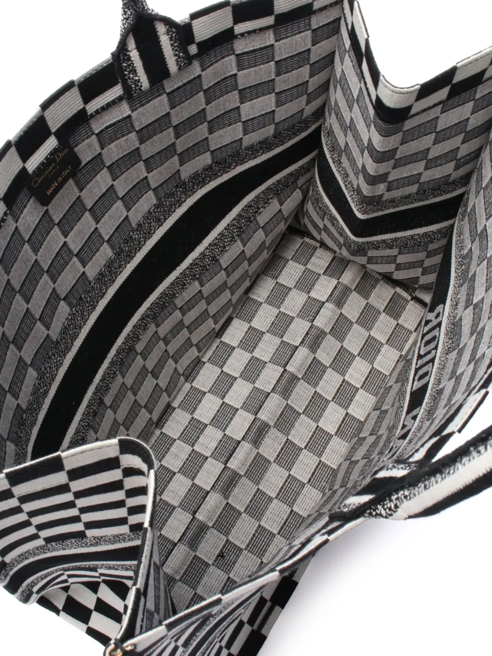 Pre-owned Dior 2010's Book Check-pattern Tote Bag In Black
