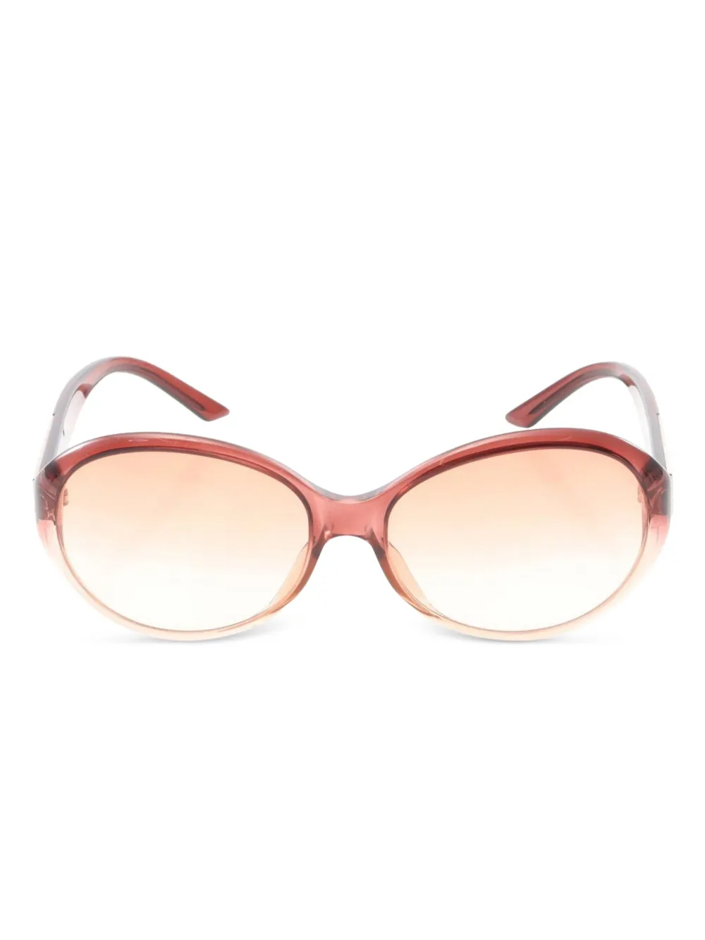 Christian Dior Pre-Owned 2010s ラインストーン オーバルサングラス - レッド Christian Dior Pre-Owned 2010s ラインストーン オーバルサングラス - レッド