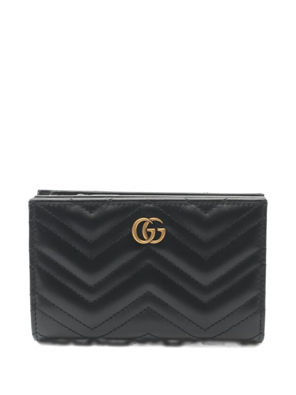 Pre-owned Gucci 2020s Double G Quilted Wallet In Black