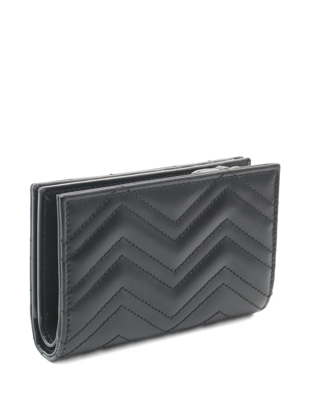 Pre-owned Gucci 2020s Double G Quilted Wallet In Black