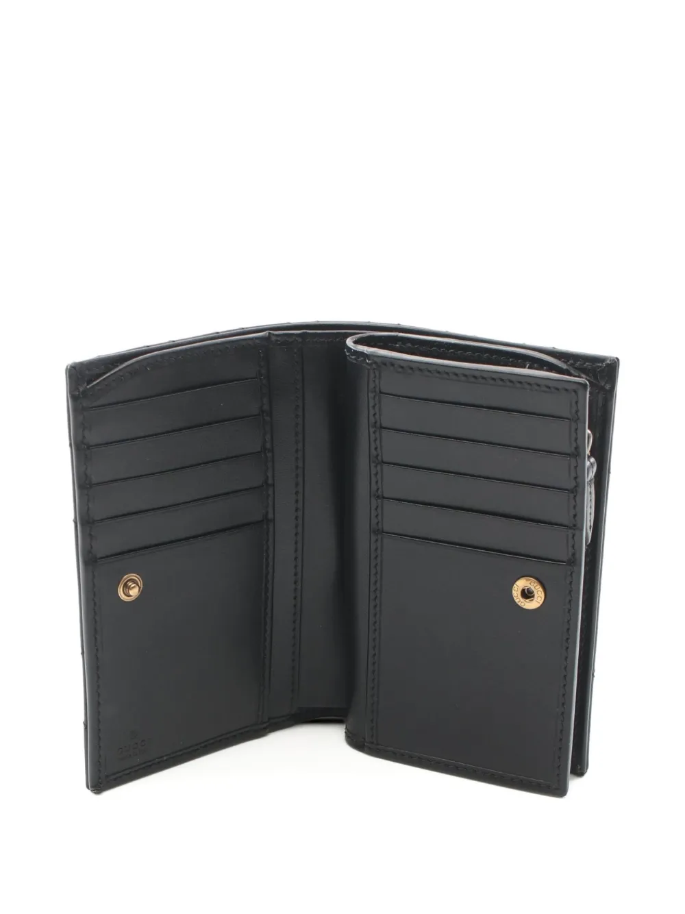 Pre-owned Gucci 2020s Double G Quilted Wallet In Black