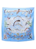 Hermès Pre-Owned 1990s eagle-print silk scarf - Blue