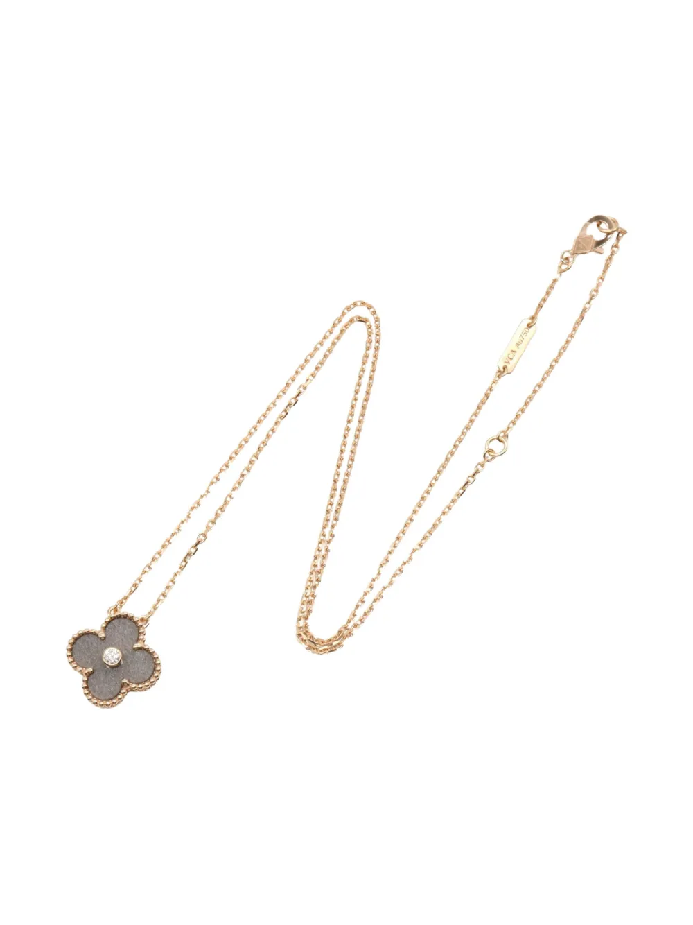 Van Cleef & Arpels 18K rose gold Alhambra Obsidian diamond necklace - Van Cleef & Arpels 18K rose gold Alhambra Obsidian diamond necklace -