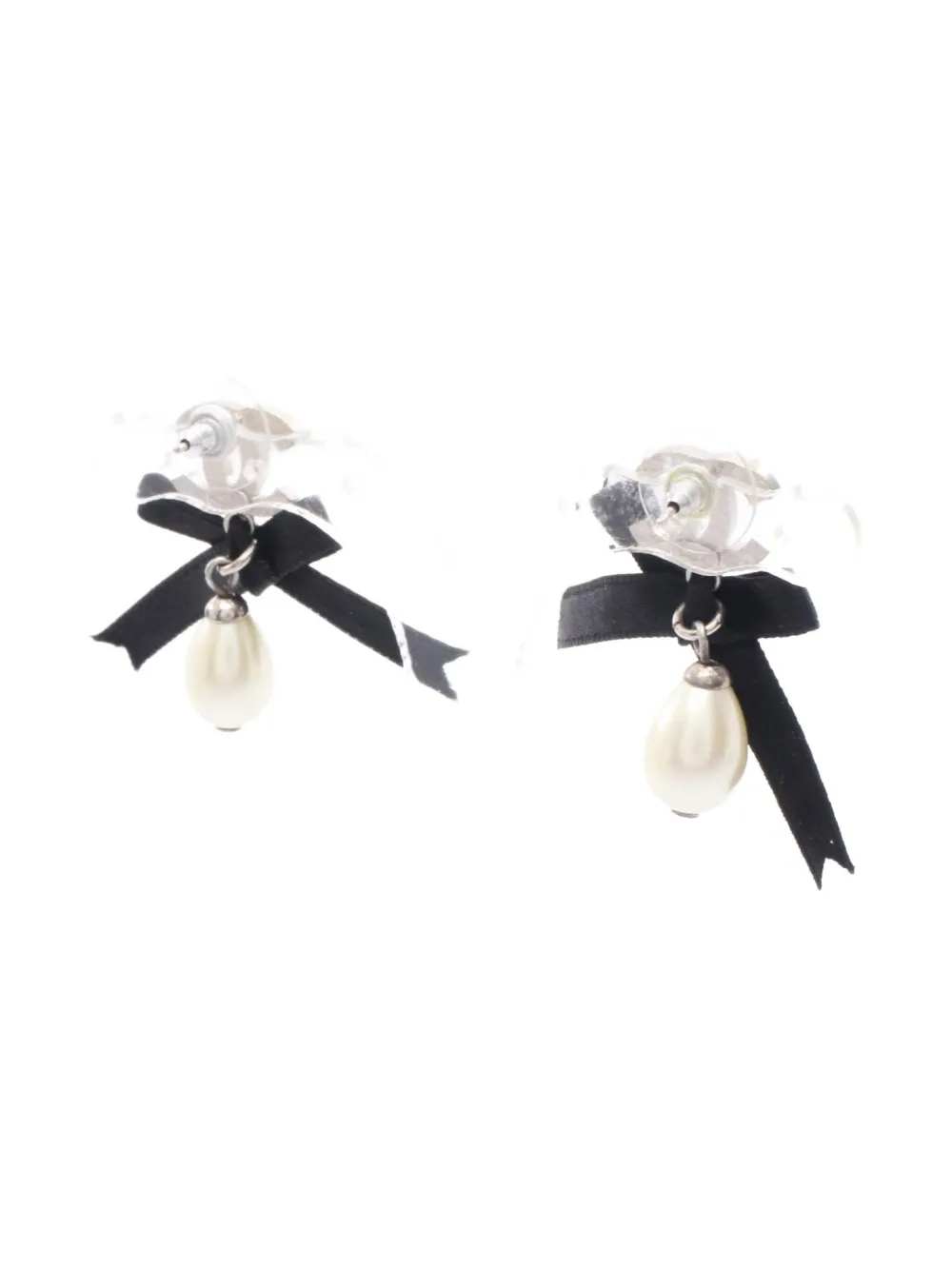 CHANEL Pre-Owned  1986-1988 Interlocking CC ribbon-detail earrings | Image 2