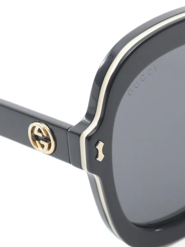 Gucci Pre-Owned 2000s geometric-frame Sunglasses | Black  display picture 1