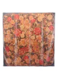CHANEL Pre-Owned 1980s camellia floral-print silk scarf - Blue