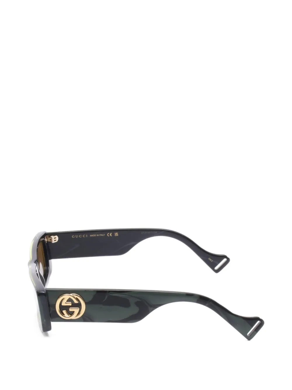 Pre-owned Gucci 2020s Rectangle-frame Sunglasses In Green