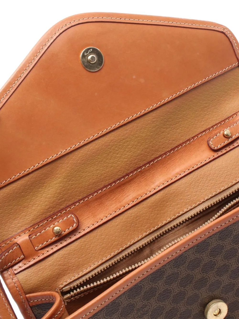 Pre-owned Celine 2000 Macadam Shoulder Bag In Brown