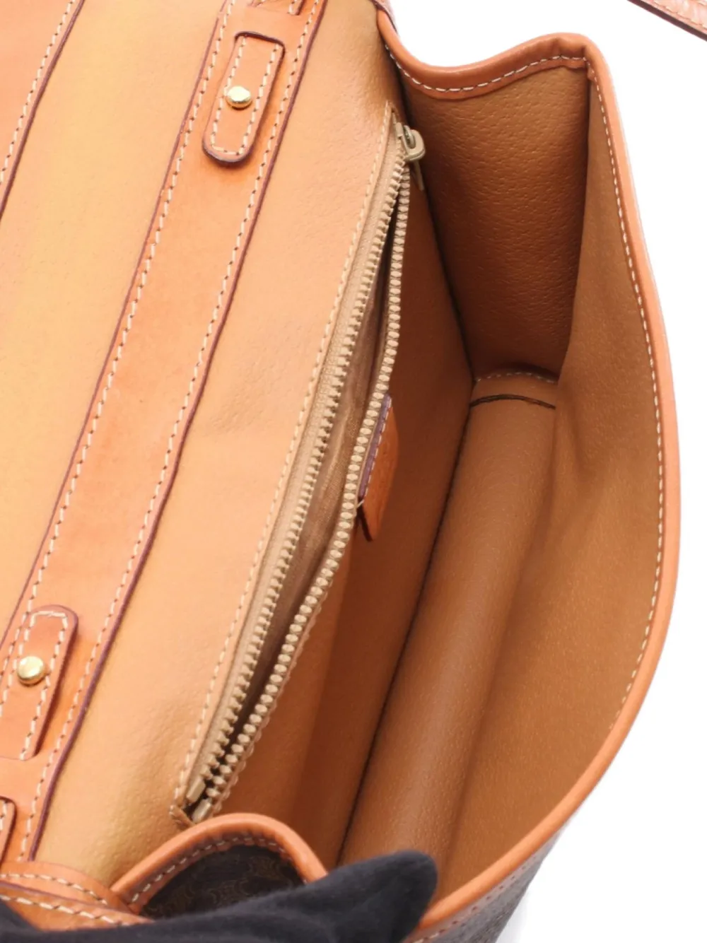 Pre-owned Celine 2000 Macadam Shoulder Bag In Brown