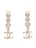 CHANEL Pre-Owned 1986-1988 Coco Mark rhinestone earrings - Gold
