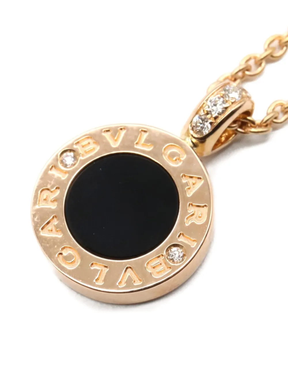 Bvlgari Pre-Owned 2010s 18K rose gold diamond and onix necklace | Women | Image 2