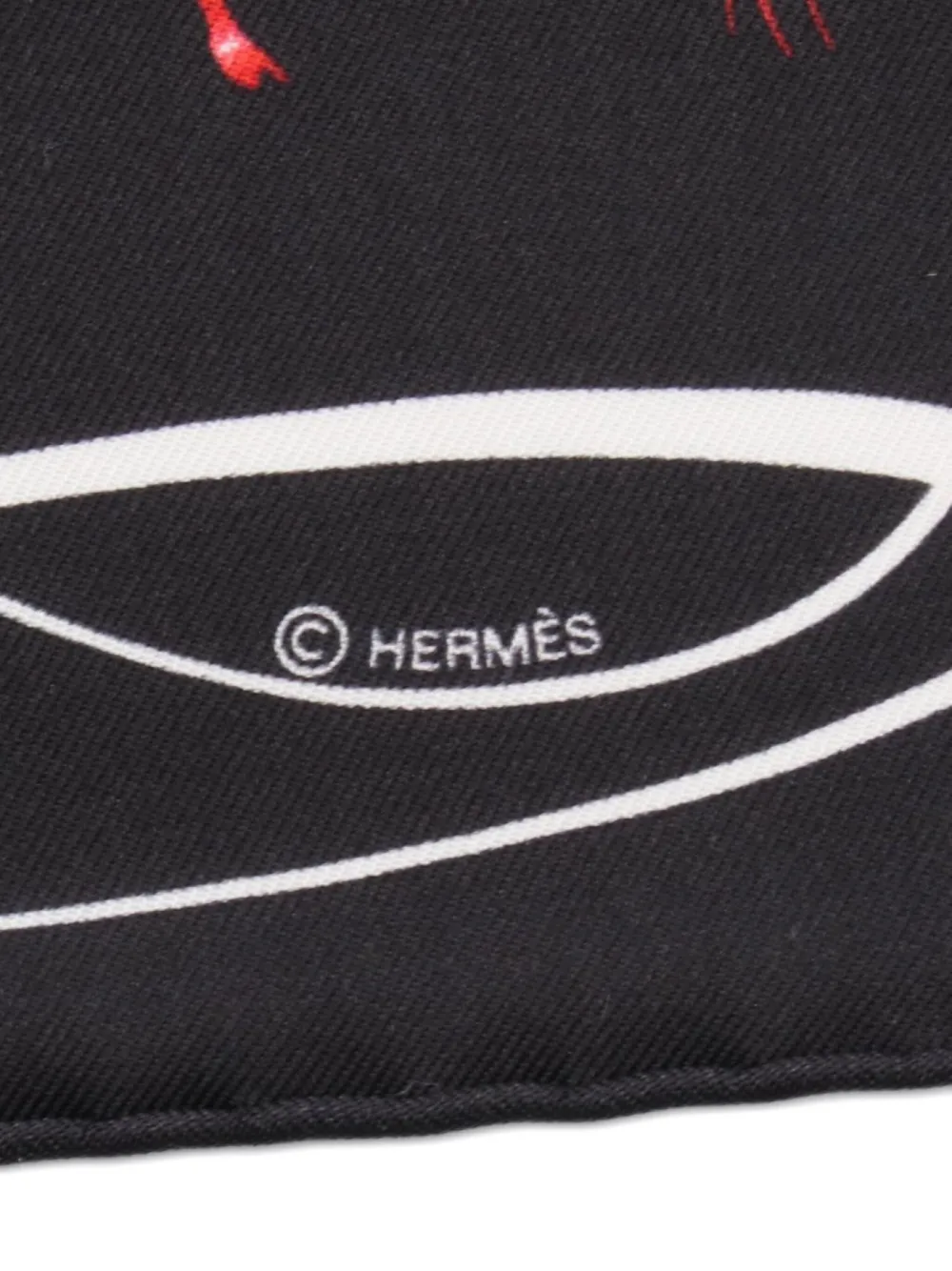 Pre-owned Hermes 2010s Faune Lettre Silk Scarf In Black