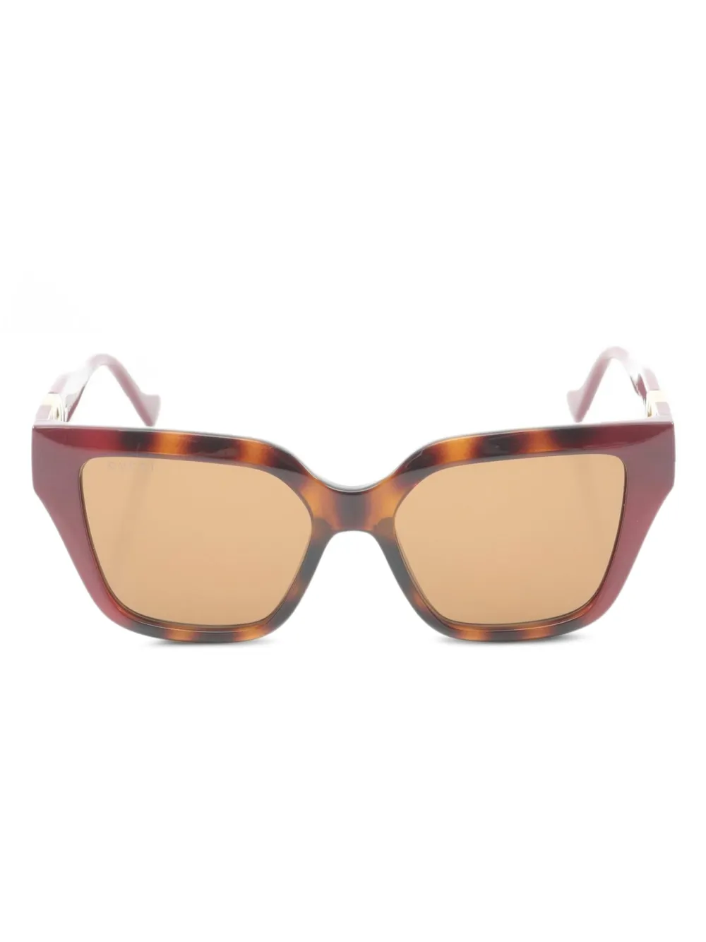 Gucci Pre-Owned 2020s tortoiseshell-pattern square-frame sunglasses | Brown | Image 1