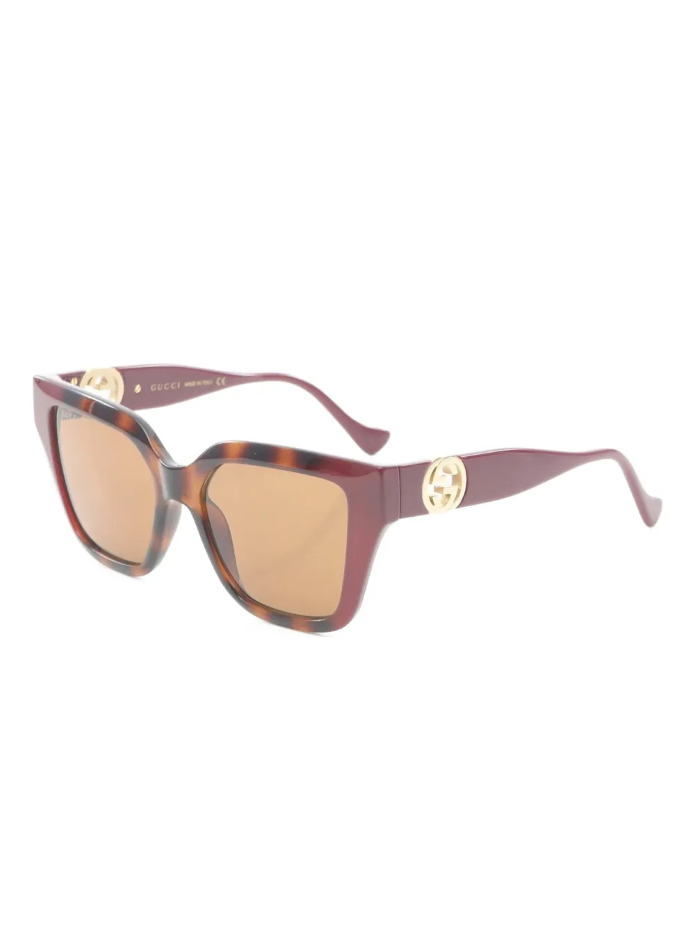 Gucci Pre-Owned 2020s tortoiseshell-pattern square-frame sunglasses | Image 2