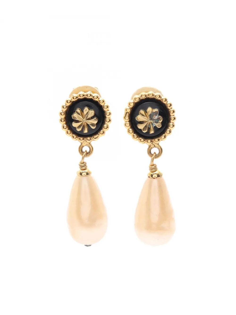 CHANEL Pre-Owned 1986-1988 faux-pearl earrings - ゴールドトーン CHANEL Pre-Owned 1986-1988 faux-pearl earrings - ゴールドトーン