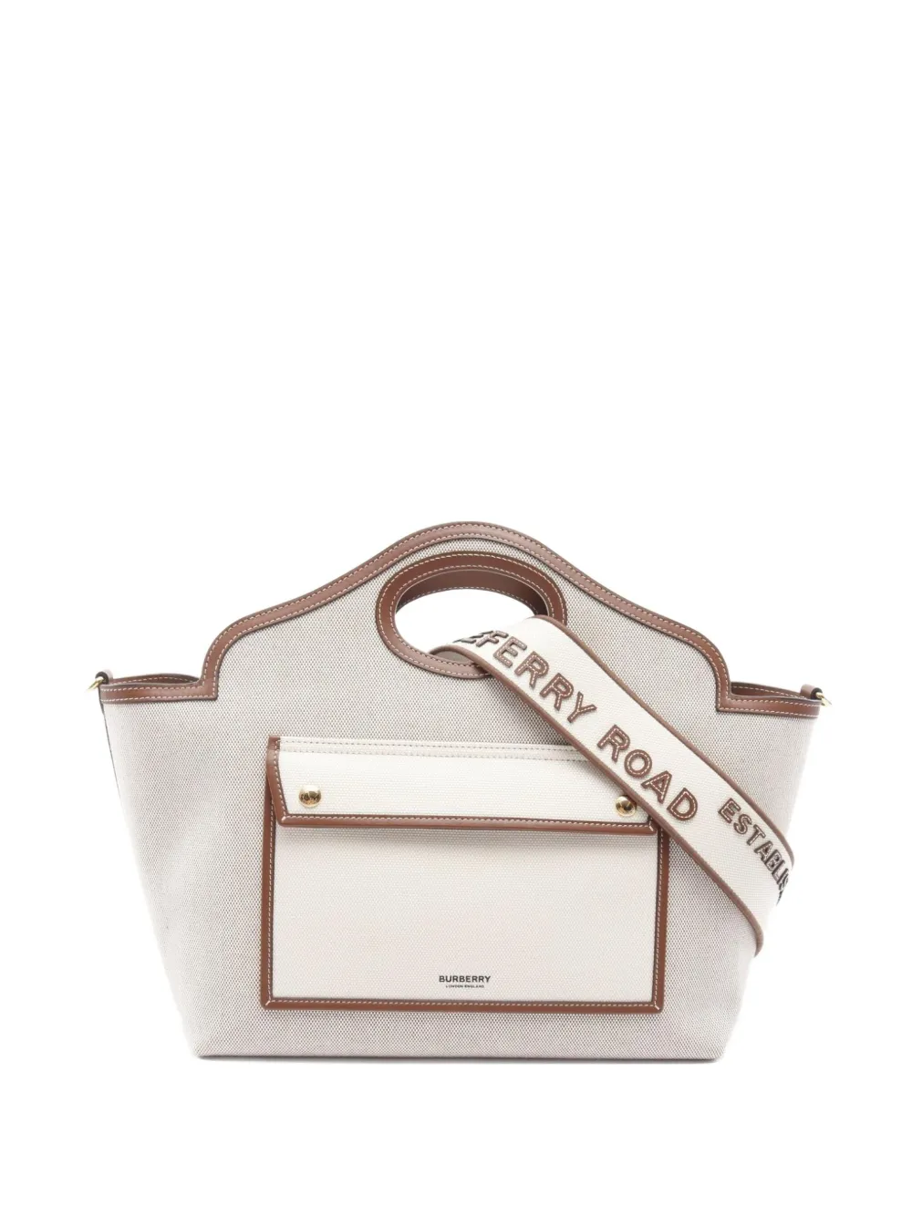 Burberry Pre-Owned 2010's leather-trim logo-detail tote bag | Neutrals | Image 1
