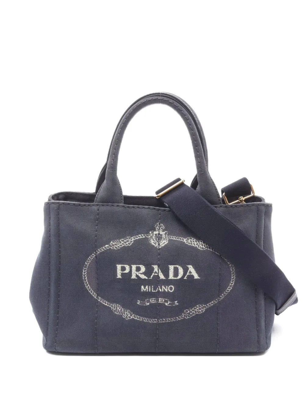 Pre-owned Prada 2000's Canapa Tote Bag In Blue