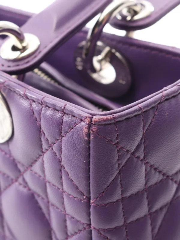 Christian Dior パープル キルティング レザーハンドバッグ Christian Dior Pre-Owned 2000s レディ ディオール キルティング