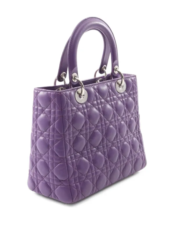 Christian Dior パープル キルティング レザーハンドバッグ Christian Dior Pre-Owned 2000s レディ ディオール キルティング
