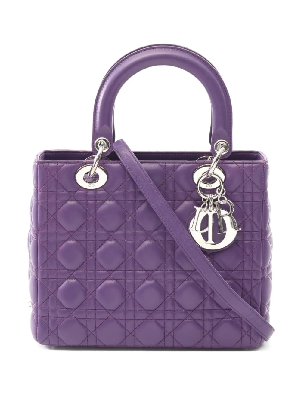 Christian Dior Pre-Owned 2000s Lady Dior quilted leather handbag | Purple | Image 1