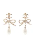 CHANEL Pre-Owned 1986-1988 Coco Mark bow pearl earrings - Gold