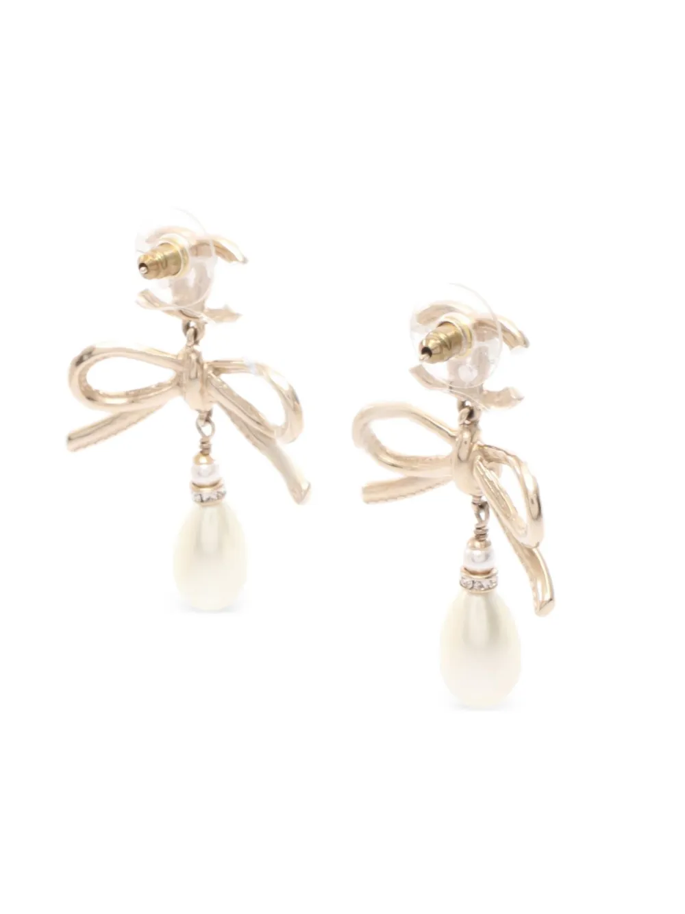 CHANEL Pre-Owned 1986-1988 Coco Mark bow pearl earrings | Image 2