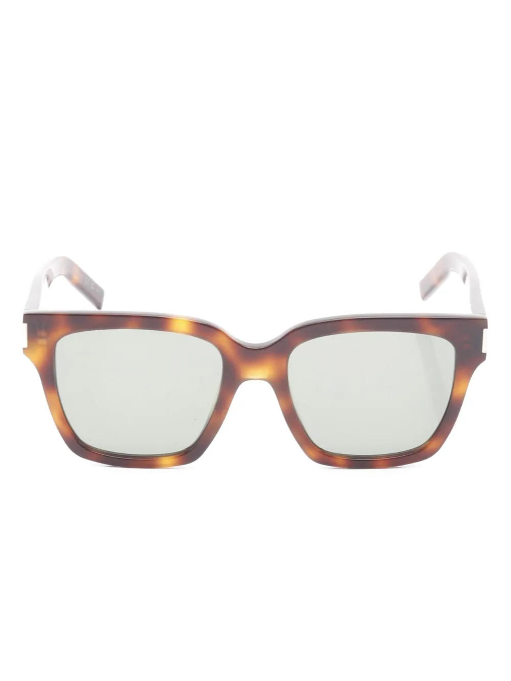 Saint Laurent Pre-Owned 2020s tortoiseshell-pattern rectangle sunglasses | Brown | Image 1