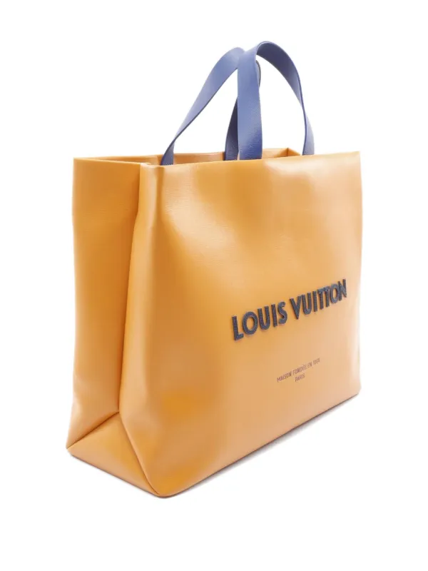 【新品未使用】LOUIS VUITTON イエロークッション 約45cm Louis Vuitton Pre-Owned 2021 Saffron MM Leather Tote Bag | Orange