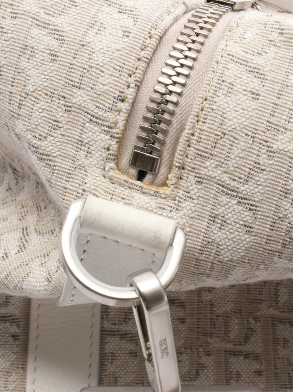 Pre-owned Dior 2010s Boston Oblique-pattern Duffle Bag In White