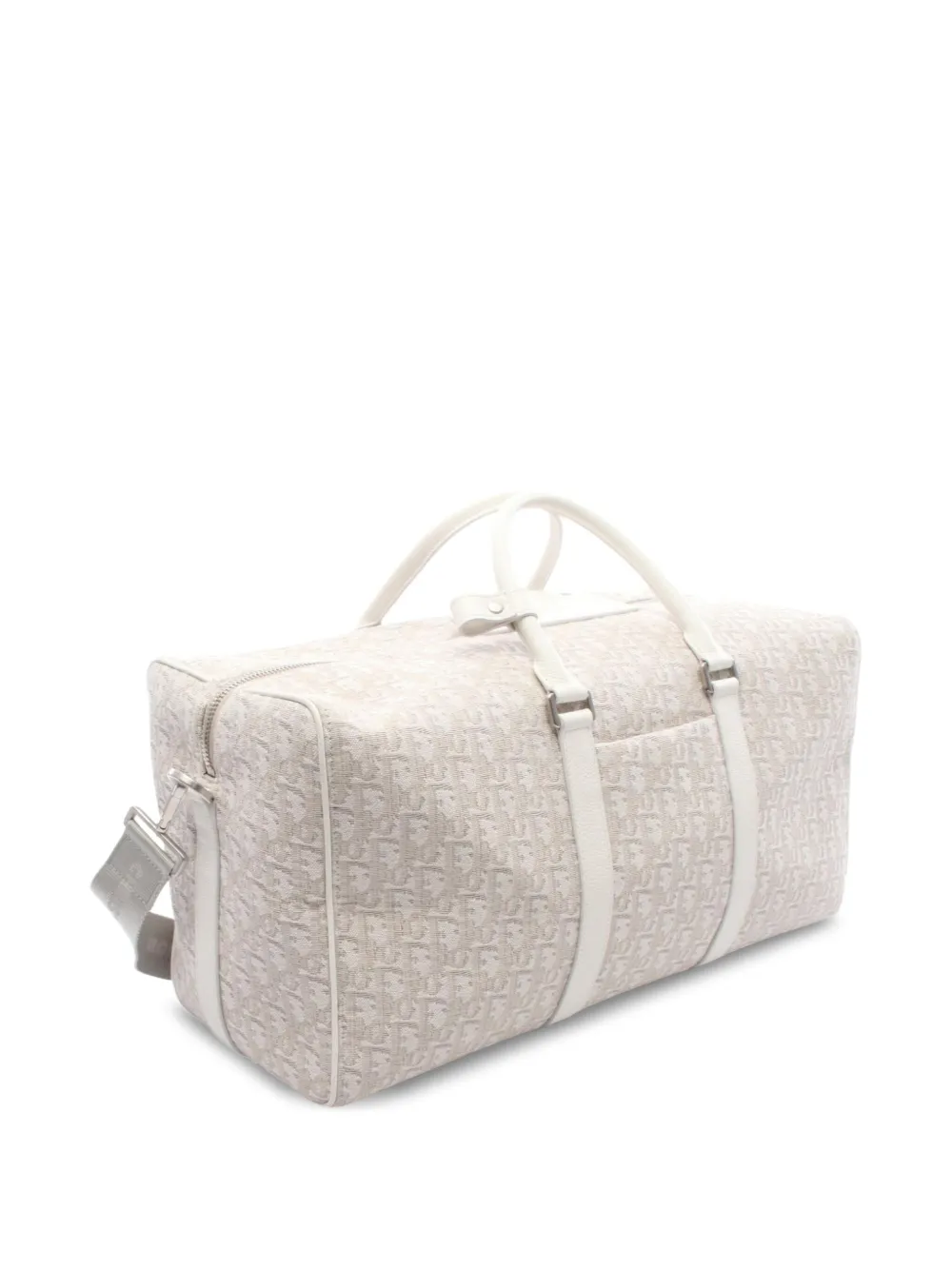Pre-owned Dior 2010s Boston Oblique-pattern Duffle Bag In White