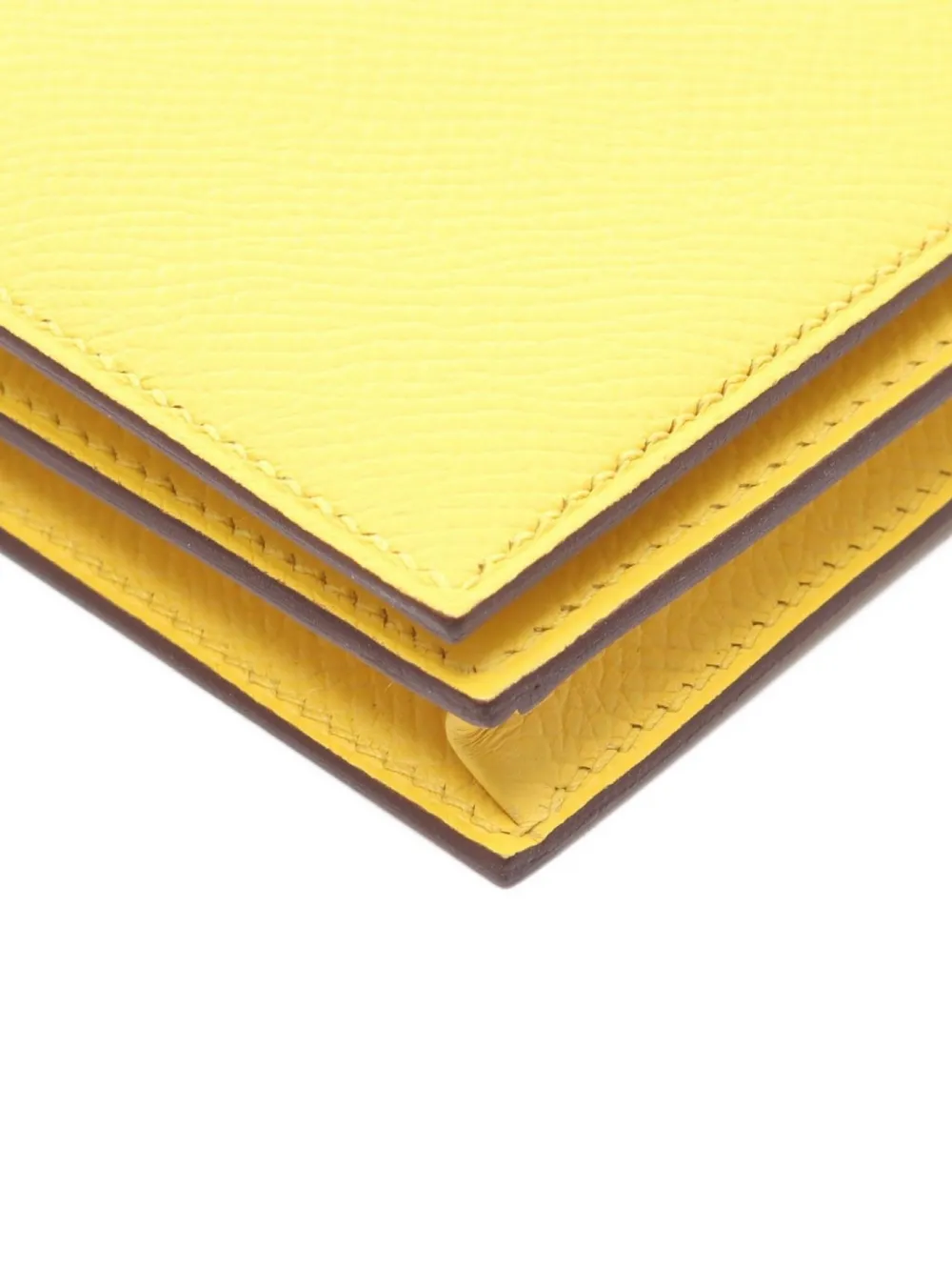 Pre-owned Hermes 2023 Bearn Long Wallet In Yellow