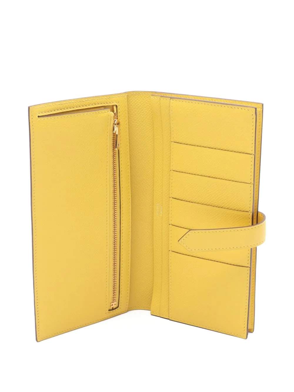 Pre-owned Hermes 2023 Bearn Long Wallet In Yellow