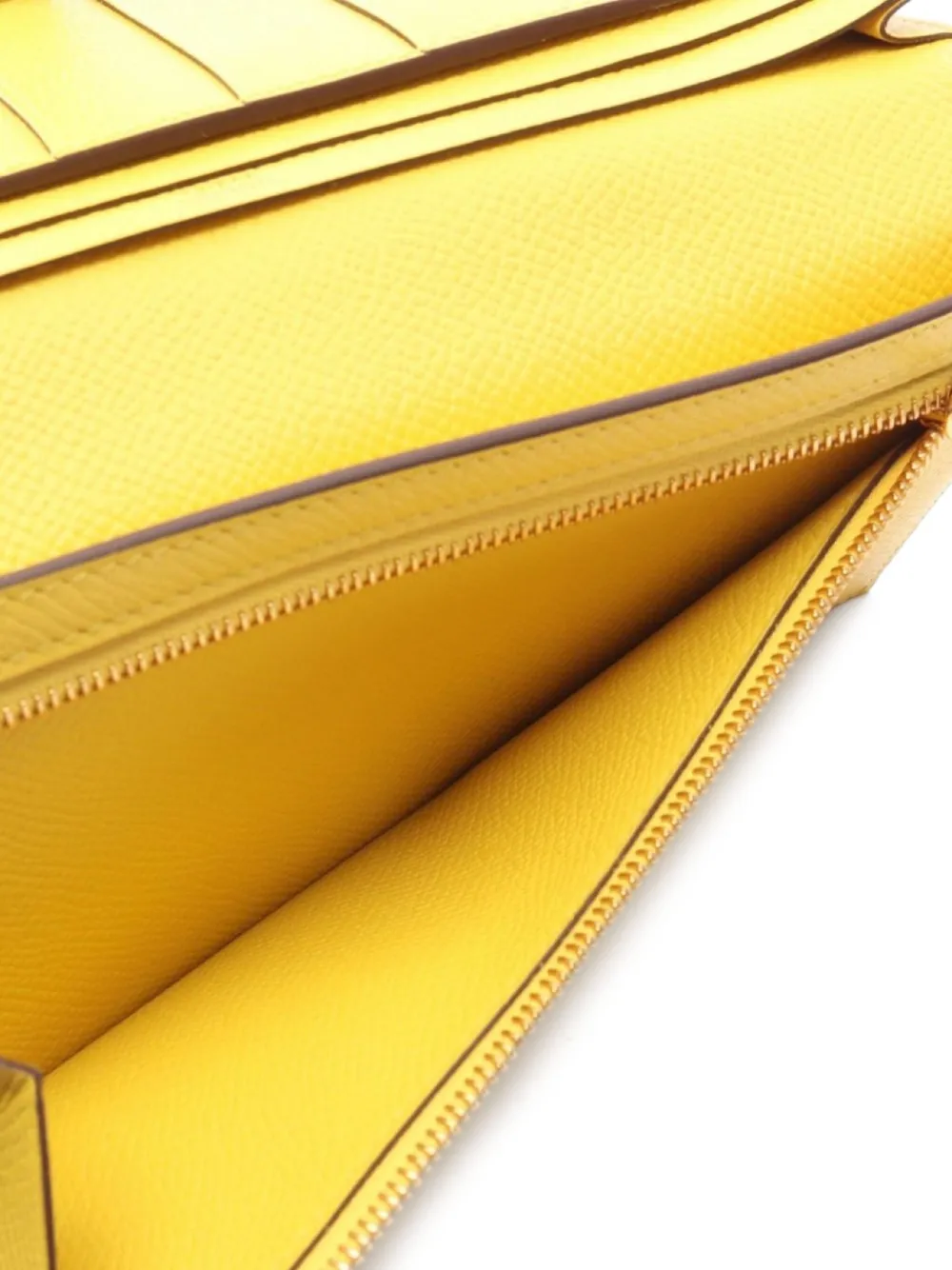 Pre-owned Hermes 2023 Bearn Long Wallet In Yellow