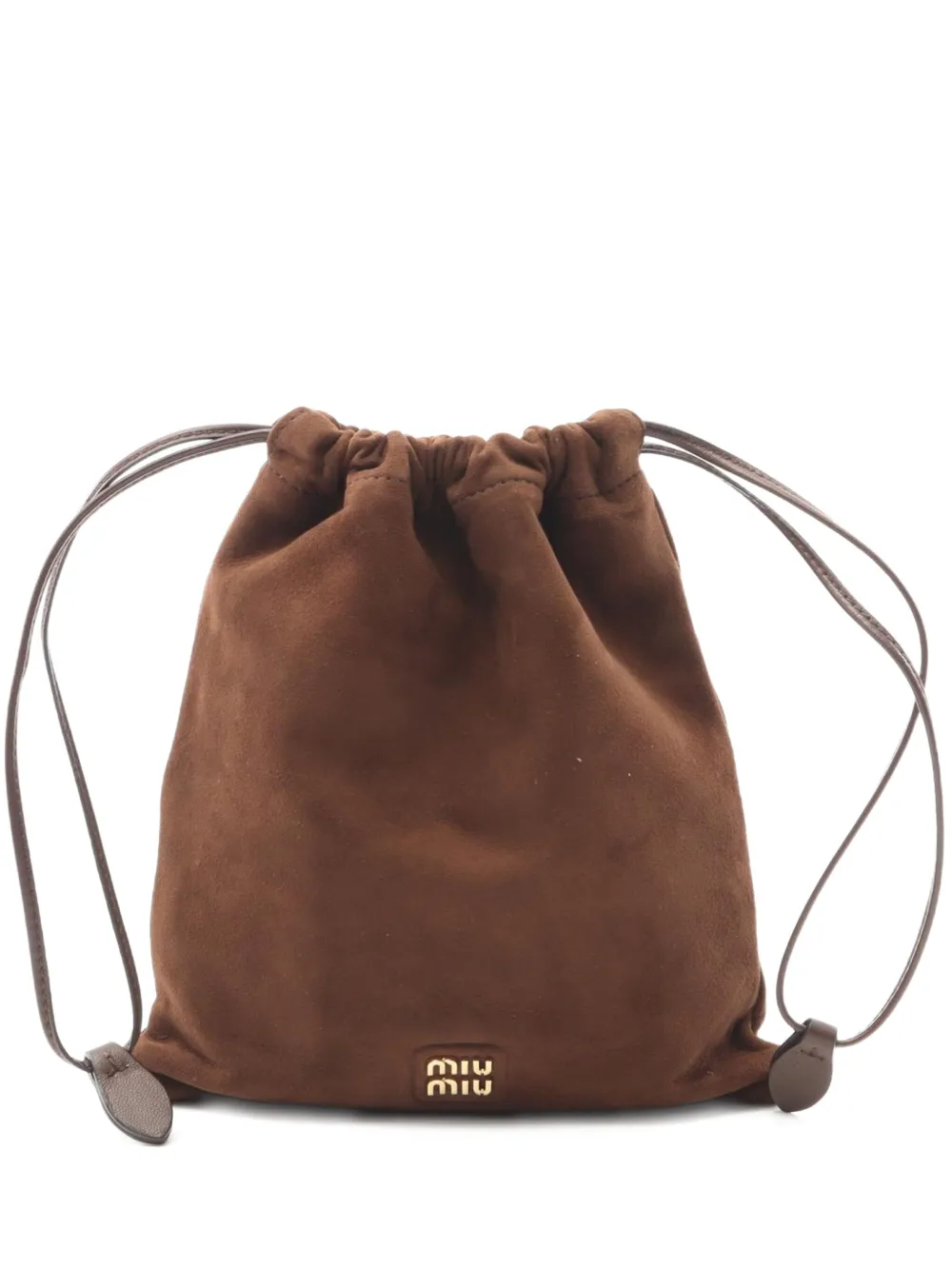 Miu Miu Pre-Owned 2020s suede drawstring pouch | Brown | Image 1