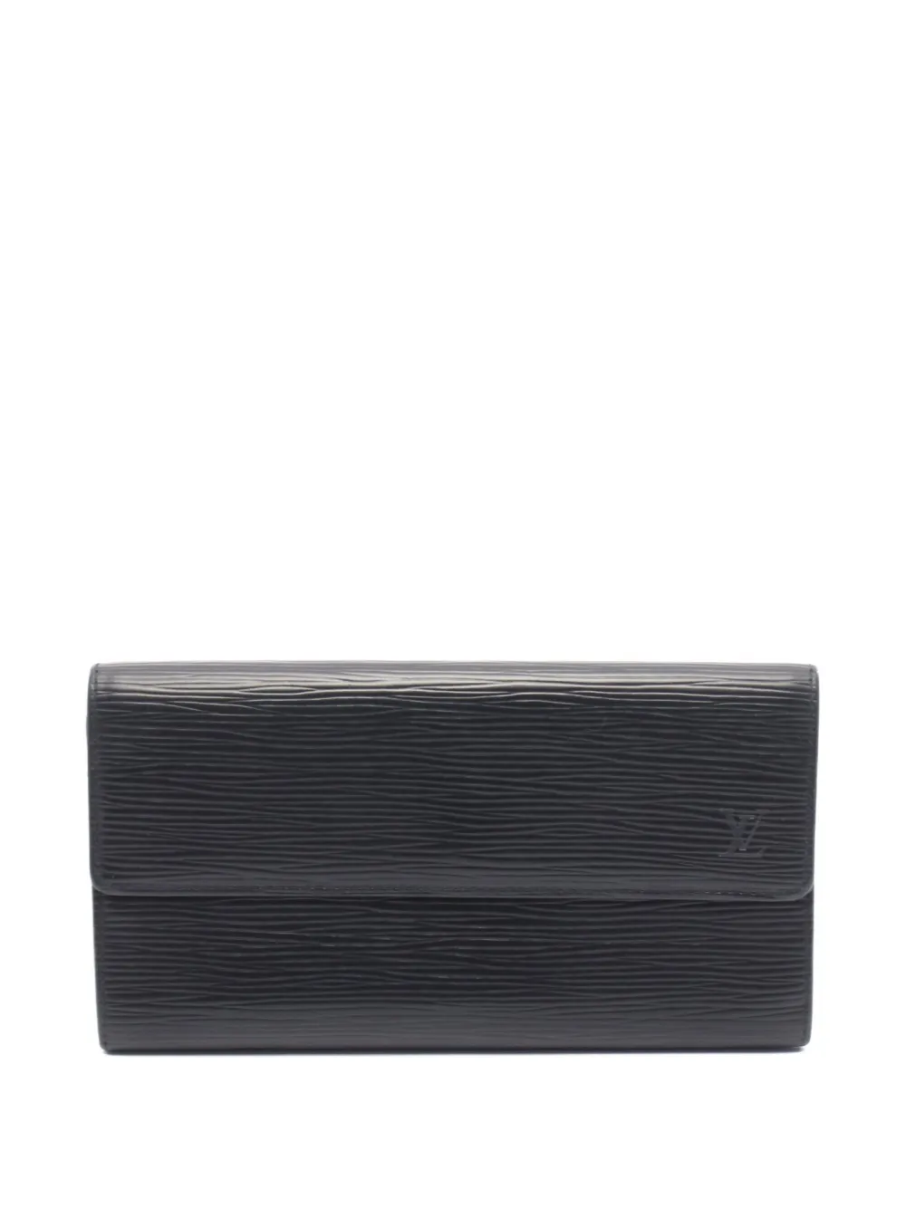 Pre-owned Louis Vuitton 2001 Porte-monnaie Long Wallet In Black