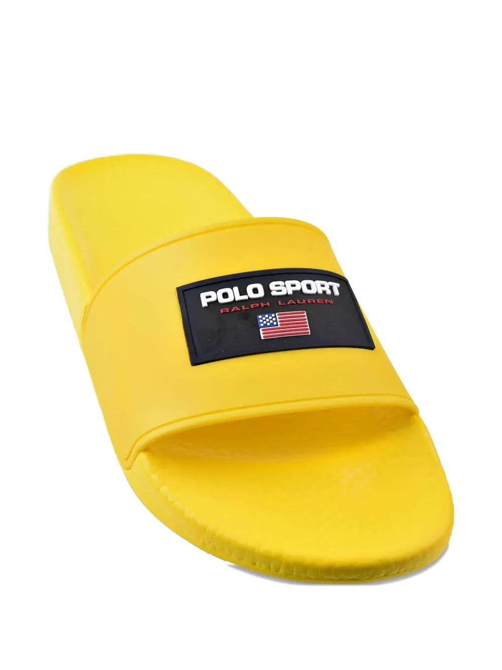 Polo Ralph Lauren Logo-patch Slides In Yellow