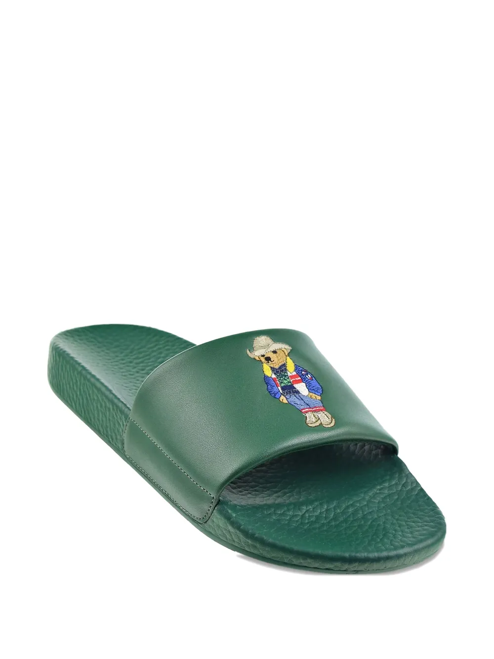 Polo Ralph Lauren bear-embroidered slides Green