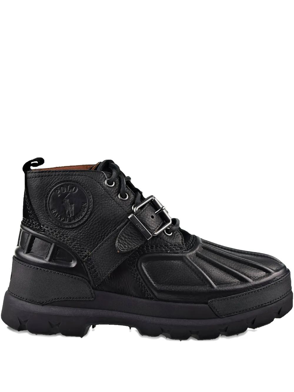 Polo Ralph Lauren buckle-strap leather boots Black