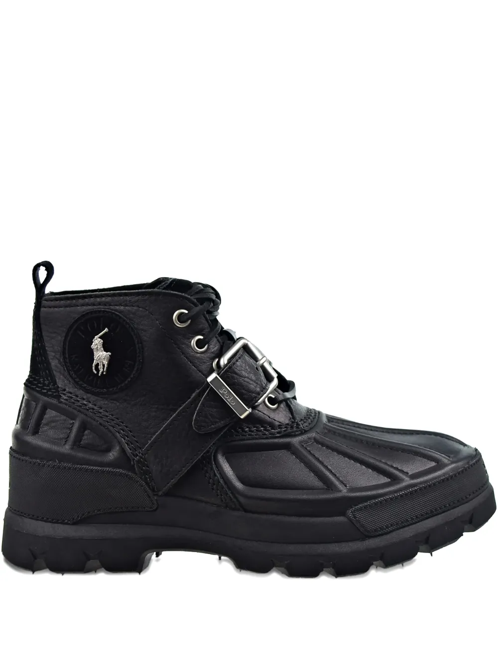 Polo Ralph Lauren buckle-strap leather boots Black