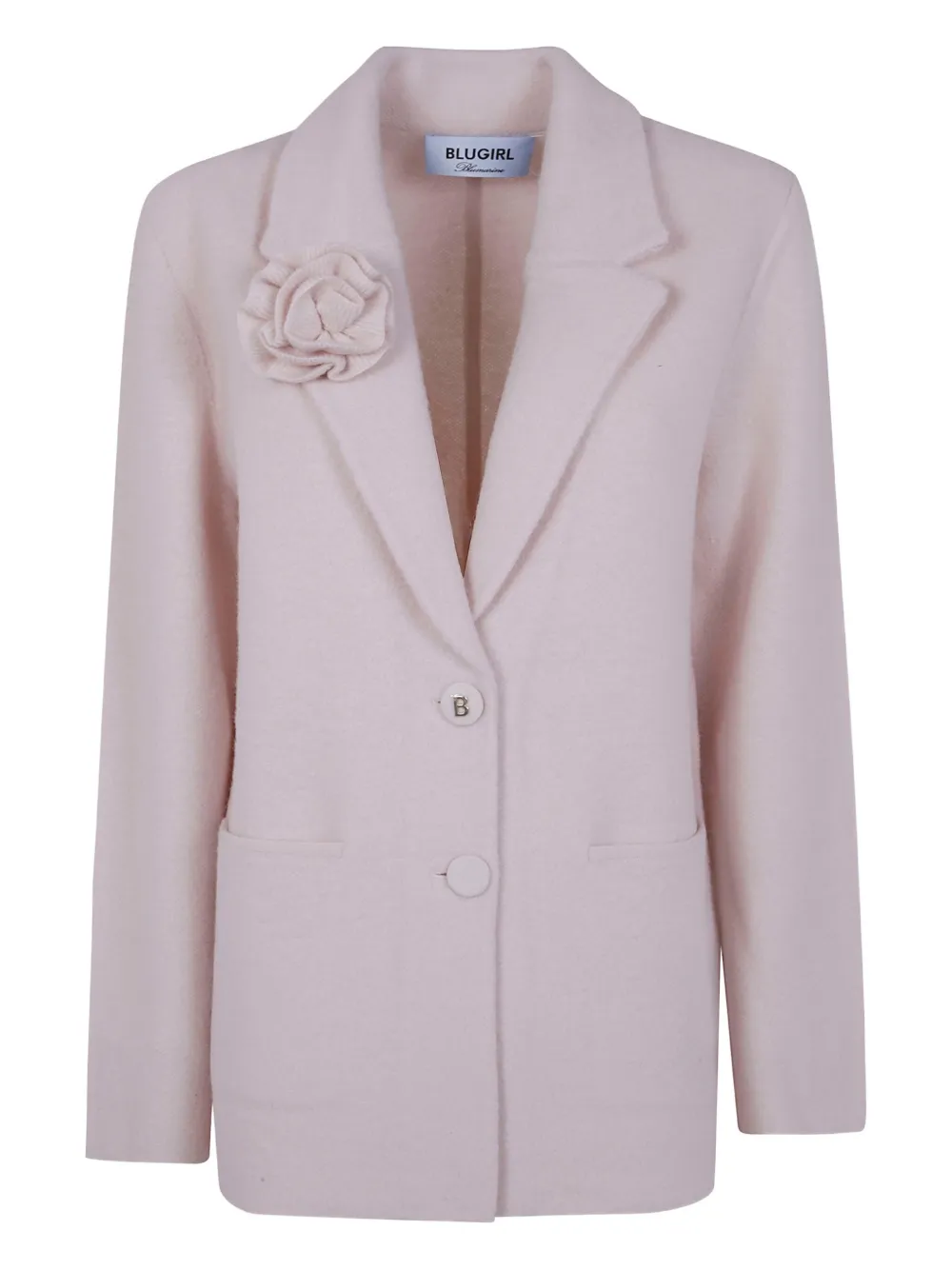 Blugirl Rose-embellished Wool Jacket In Pink