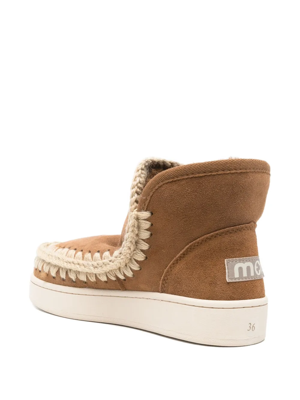Mou Braided-trim Suede Ankle Boots In Brown