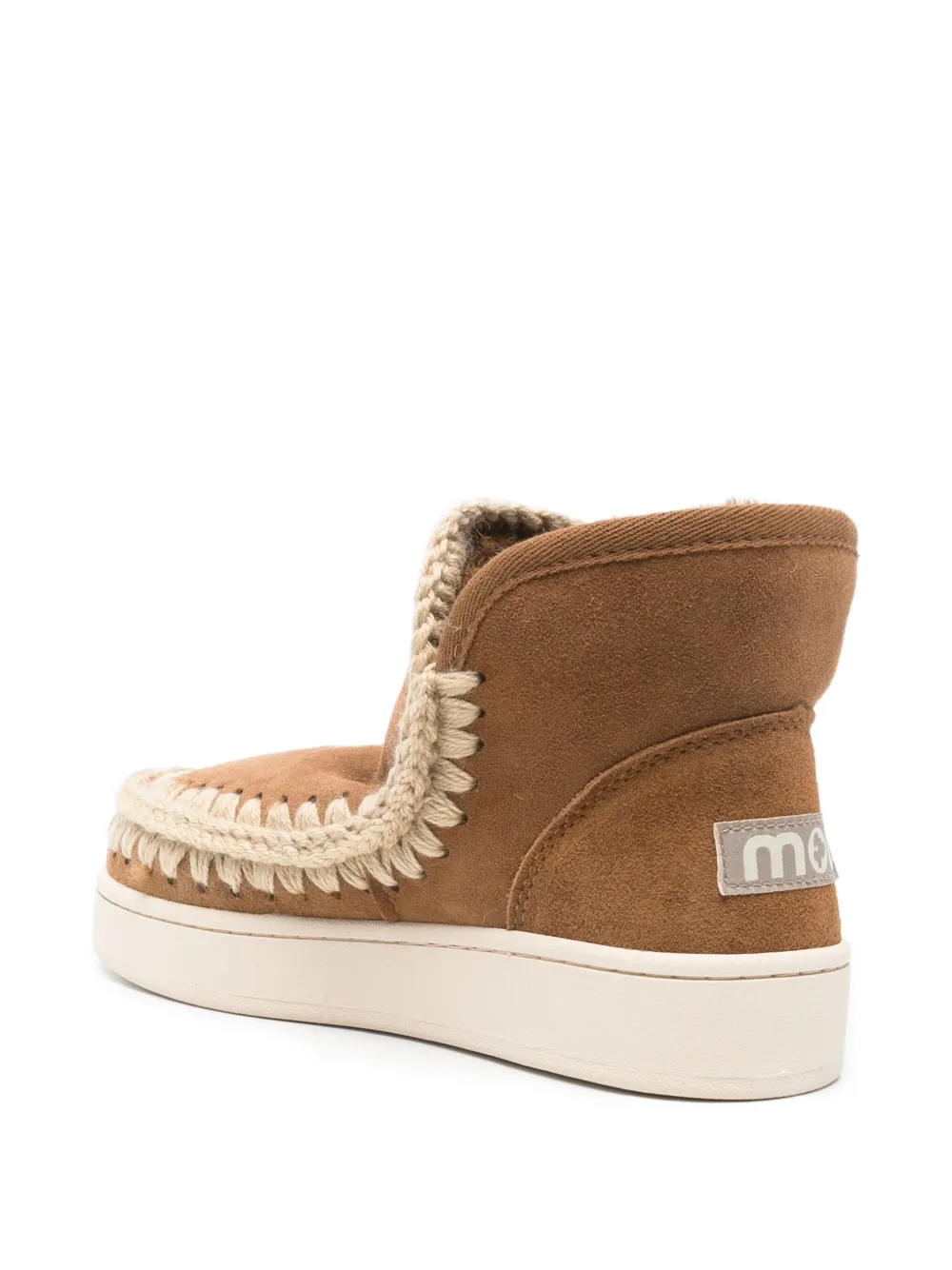 Mou Suède enkellaarzen met gevlochten afwerking Bruin