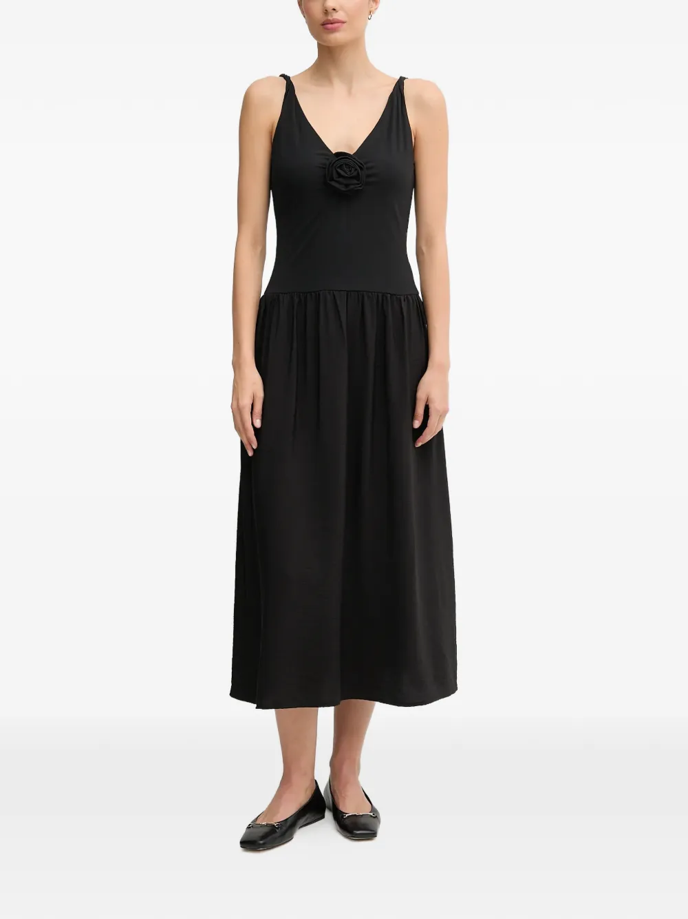 Pedro Del Hierro V-neck midi dress - Nero