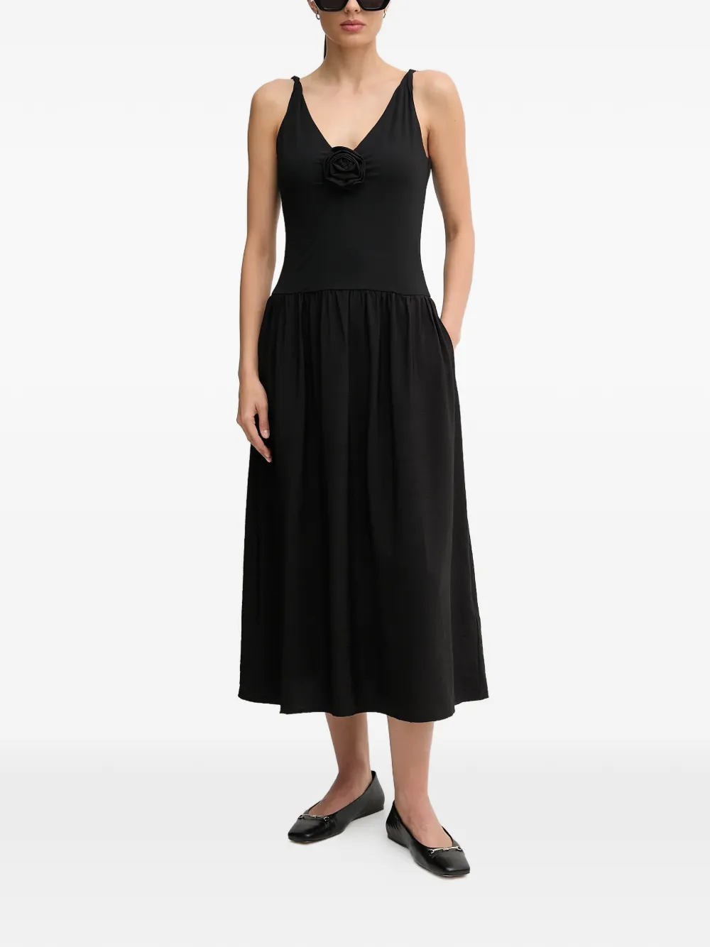 Pedro Del Hierro V-neck midi dress - Zwart