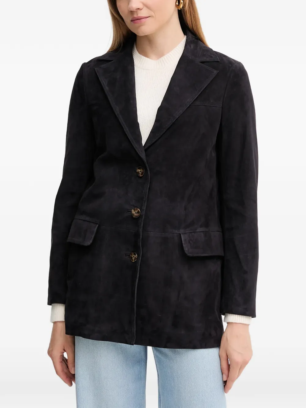  Pedro Del Hierro Suede Blazer - Blue 