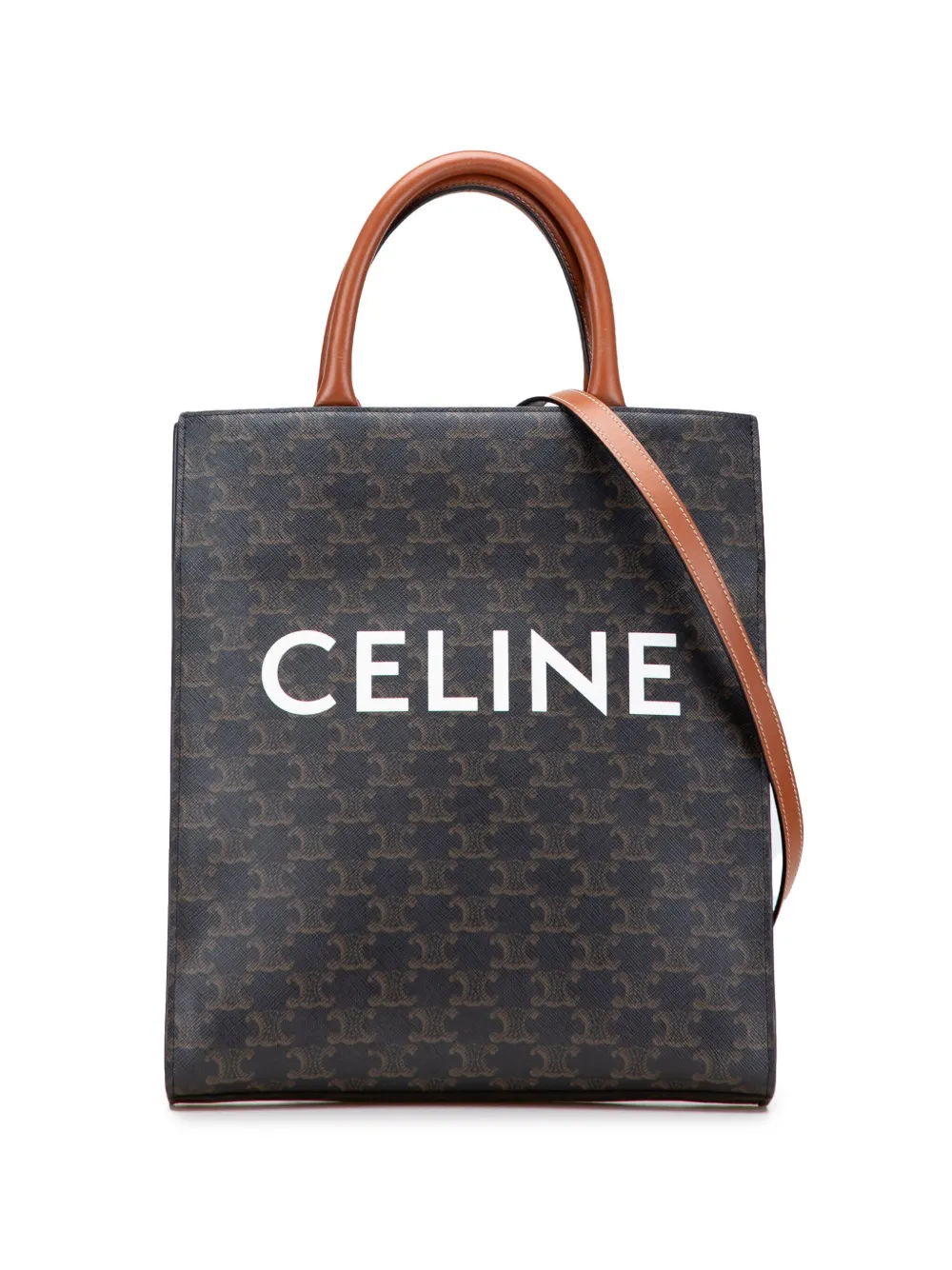 Celine Pre-Owned 2021 スモール トリオンフ コーテッドキャンバス バーティカル カバ トート サッチェルバッグ - Celine Pre-Owned 2021 スモール トリオンフ コーテッドキャンバス バーティカル カバ トート サッチェルバッグ -