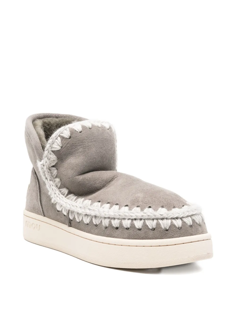 Mou Suède laarzen met gevlochten afwerking Grijs