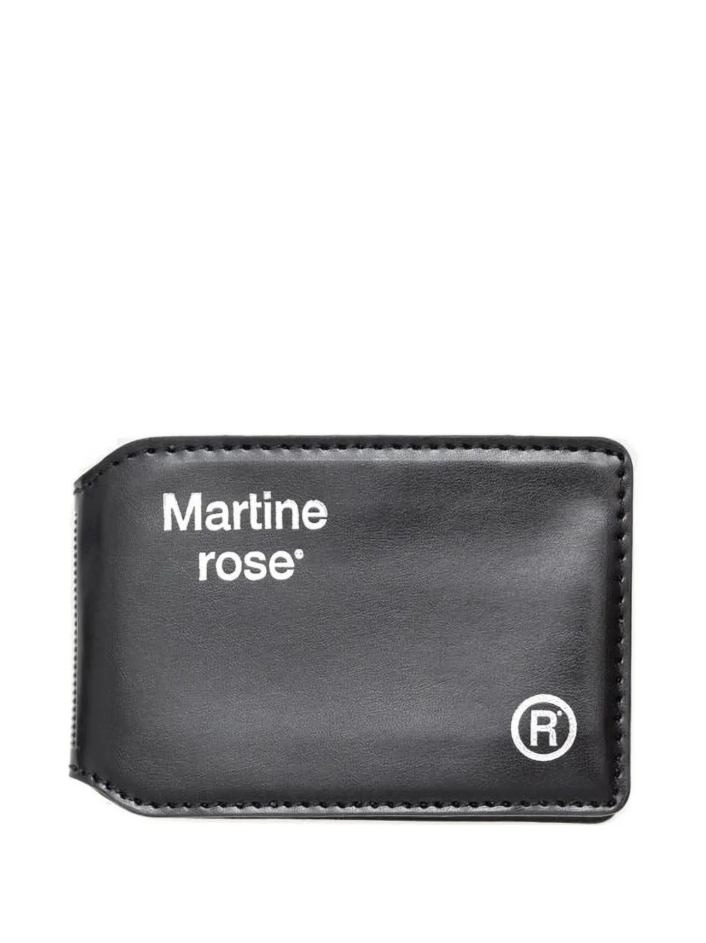 Martine Rose Logo-foil Embossed Leather Card Holder In Black